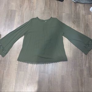 Green peasant blouse